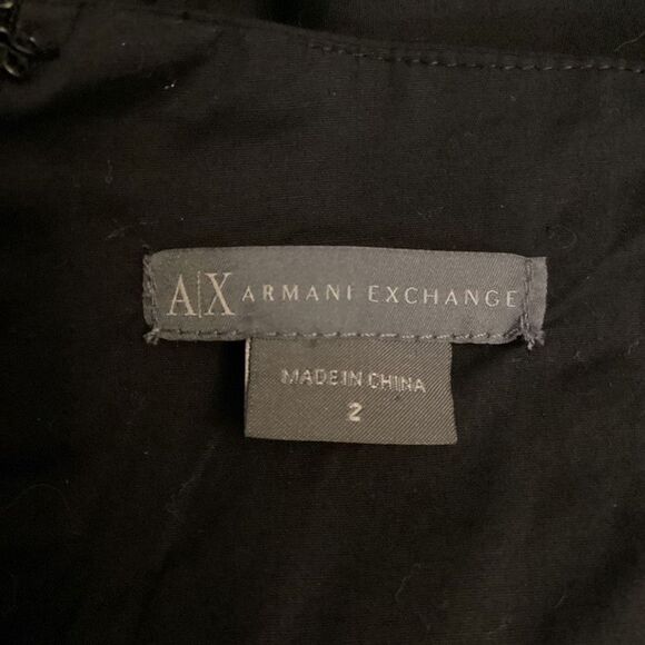 Armani Exchange Belted Little Black Dress Off the Shoulder Puffy Bubble Hem Pock - Picture 10 of 10